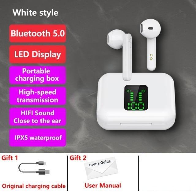 Bluetooth 5.1 Wireless Headphones Waterproof Sports Workout Earphones With Microphone Bluetooth In Ear Headphones Wireless Headset Quality Deep Bass Soft Earmuffs Light Weight Built-in Microphone Charging Box 3500mAh