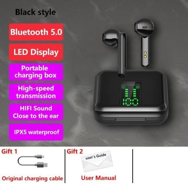 Bluetooth 5.1 Wireless Headphones Waterproof Sports Workout Earphones With Microphone Bluetooth In Ear Headphones Wireless Headset Quality Deep Bass Soft Earmuffs Light Weight Built-in Microphone Charging Box 3500mAh