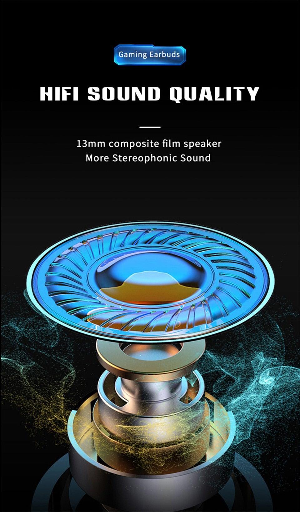 Bluetooth Game Headset Mobile Game 65ms Low Latency Chicken Winner True Wireless Earbuds with Mic Gaming Bluetooth Headphones Touch Control Eating Competitive Stereo Noise Reduction Earphones With Mic