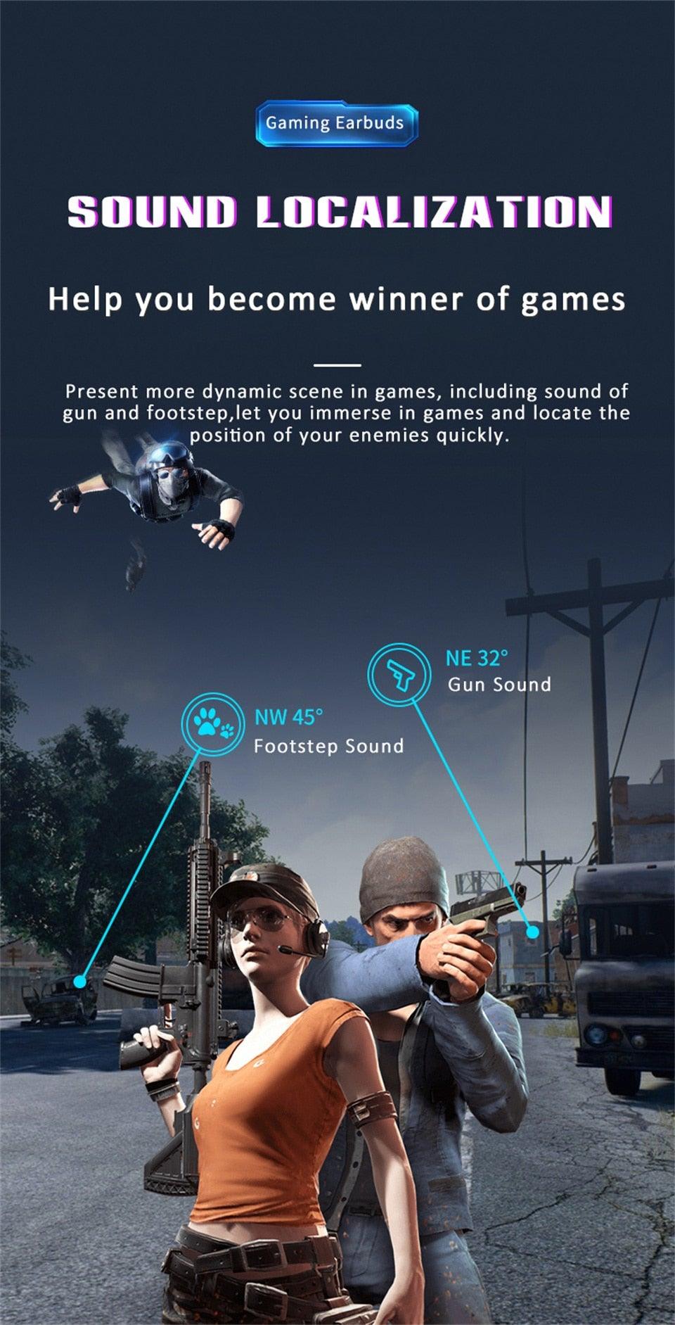 Bluetooth Game Headset Mobile Game 65ms Low Latency Chicken Winner True Wireless Earbuds with Mic Gaming Bluetooth Headphones Touch Control Eating Competitive Stereo Noise Reduction Earphones With Mic