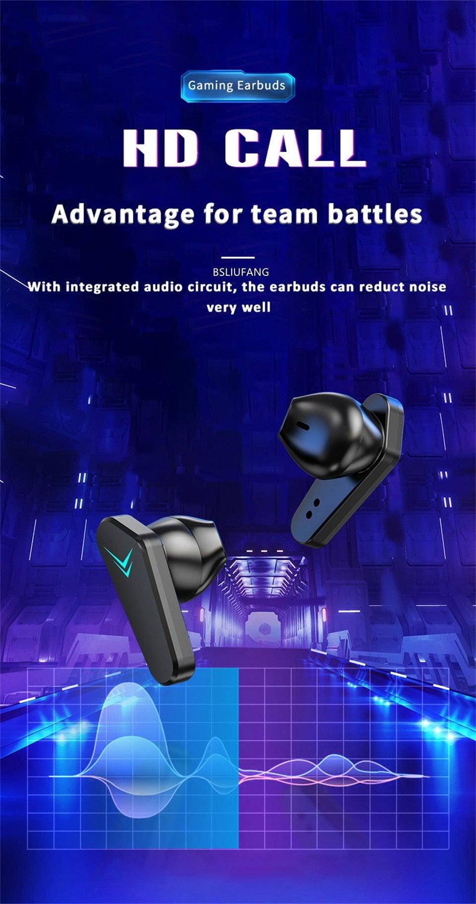 Bluetooth Game Headset Mobile Game 65ms Low Latency Chicken Winner True Wireless Earbuds with Mic Gaming Bluetooth Headphones Touch Control Eating Competitive Stereo Noise Reduction Earphones With Mic
