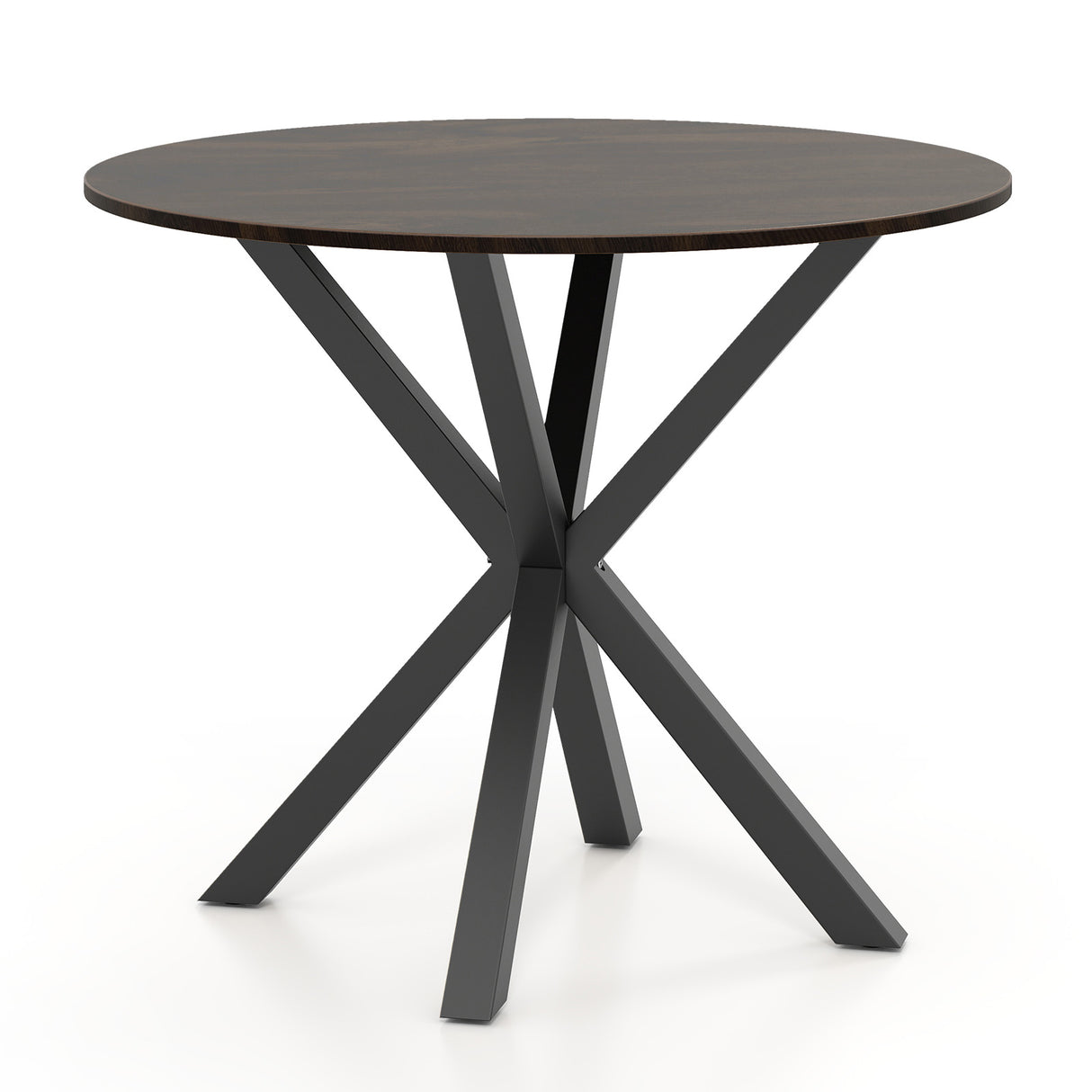 36 Inch Wood Dining Table with Intersecting Pedestal Base for 2-4 People-Brown