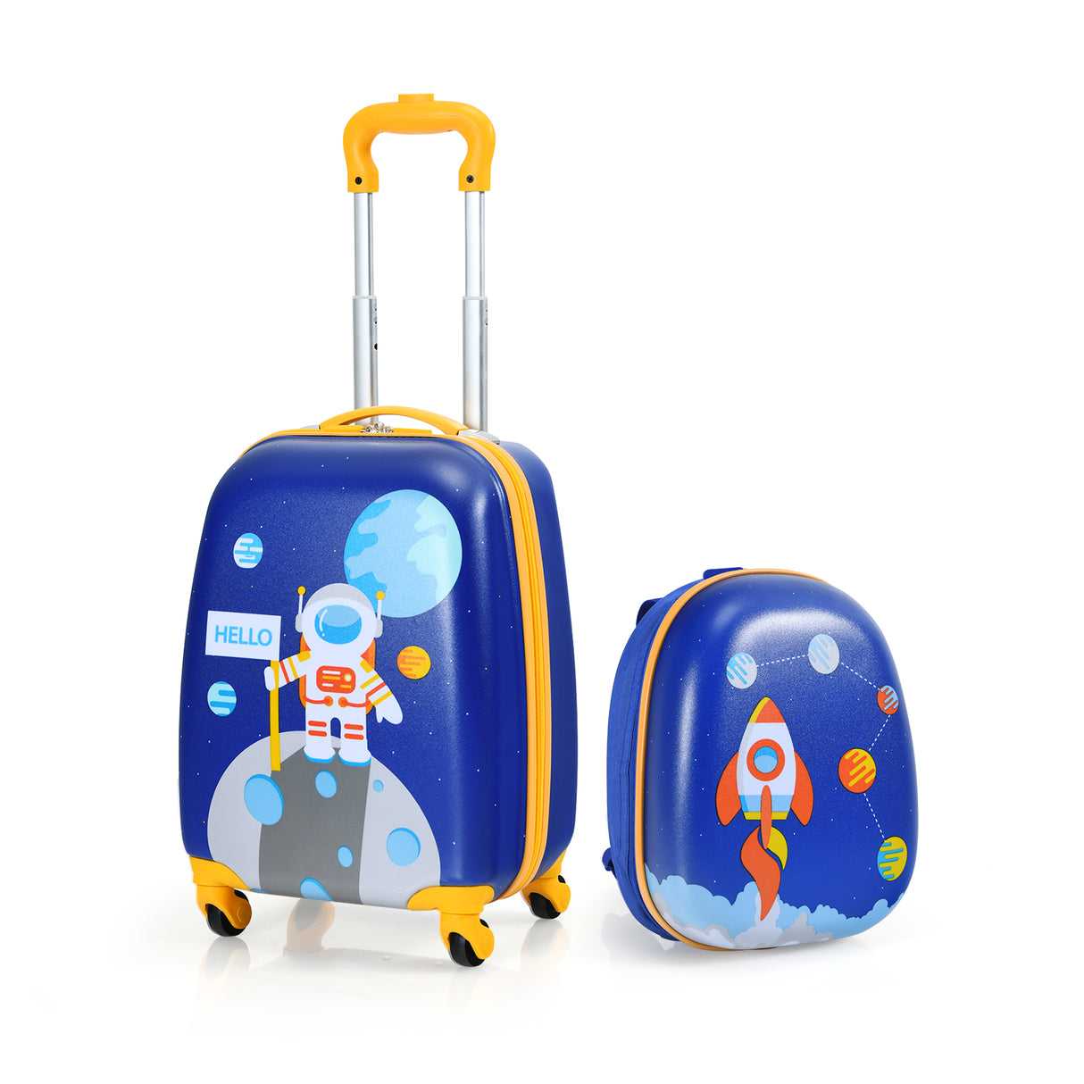 2 Pieces 12 Inch 16 Inch Green ABS Kids Suitcase Luggage Set