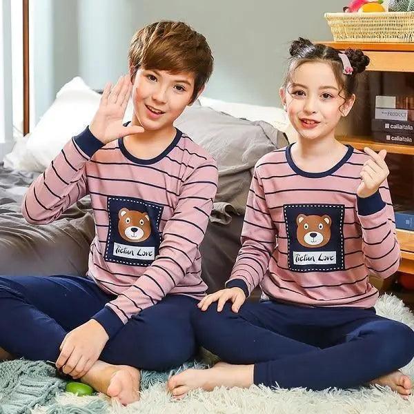Boys Girls Sleepwear Winter Cotton Pajamas Sets Children Home Wear For Boy Pajamas Kids Nightwear Teenage Pajamas Clothes Sleepwear Suit Comfortable Thin Leisure Sleep Lounge Sleepwear for Adults Women Jogging Home wear