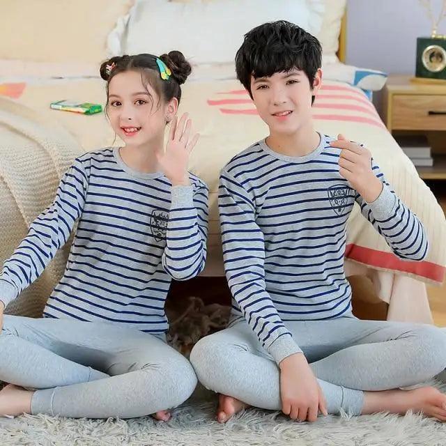 Boys Girls Sleepwear Winter Cotton Pajamas Sets Children Home Wear For Boy Pajamas Kids Nightwear Teenage Pajamas Clothes Sleepwear Suit Comfortable Thin Leisure Sleep Lounge Sleepwear for Adults Women Jogging Home wear
