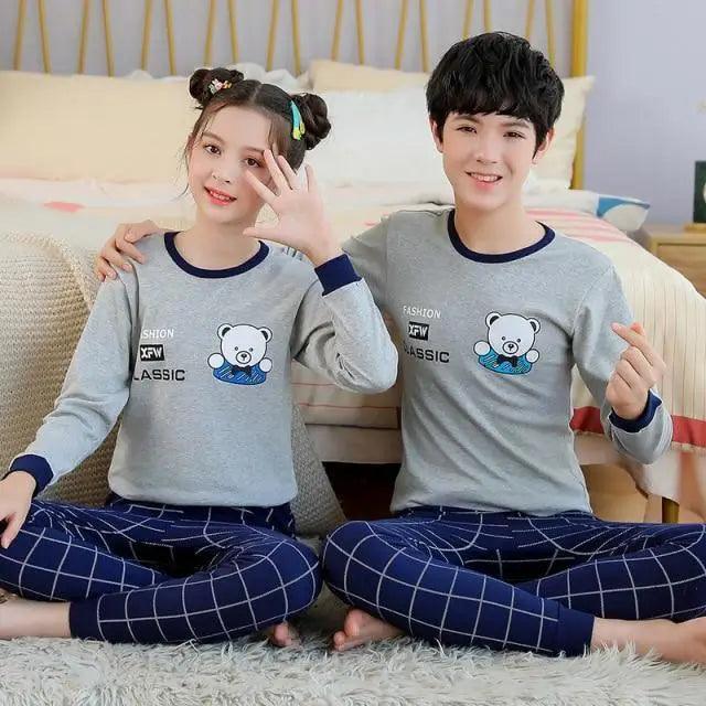 Boys Girls Sleepwear Winter Cotton Pajamas Sets Children Home Wear For Boy Pajamas Kids Nightwear Teenage Pajamas Clothes Sleepwear Suit Comfortable Thin Leisure Sleep Lounge Sleepwear for Adults Women Jogging Home wear