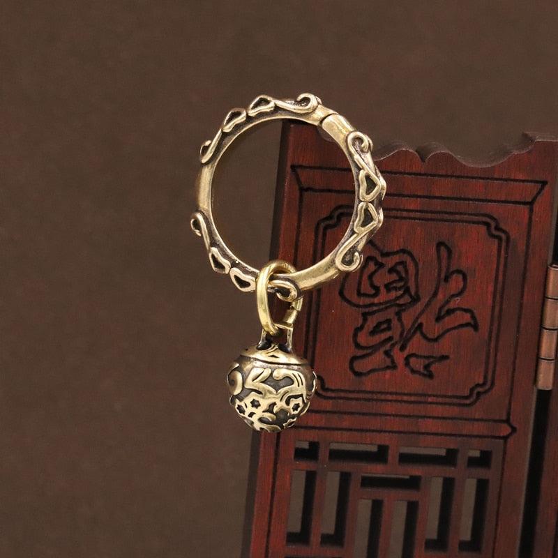 Brass Handicraft Die-Casting Wind Chimes Bell Button Wind Bell Bronze Bell Gift Home Decoration Pendant Brown Bell Metal Chandelier Wind Chime