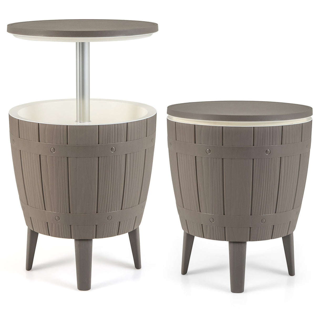 10 Gallon Cooler Bar Table Outdoor Coffee Table Ice Bucket with Telescopic Tabletop for Beer and Wine-Brown by DirectDeals