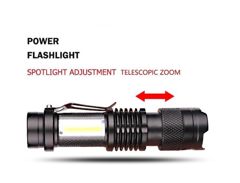 Built in battery XP-G Q5 Zoom Focus Mini led Flashlight Torch Lamp Lantern 2000 Lumen Adjustable Penlight Waterproof T6 light Focus IP65 Water-Resistant Portable for Indoor and Outdoor Camping Hiking