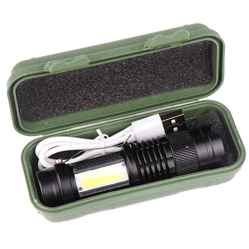 Built in battery XP-G Q5 Zoom Focus Mini led Flashlight Torch Lamp Lantern 2000 Lumen Adjustable Penlight Waterproof T6 light Focus IP65 Water-Resistant Portable for Indoor and Outdoor Camping Hiking