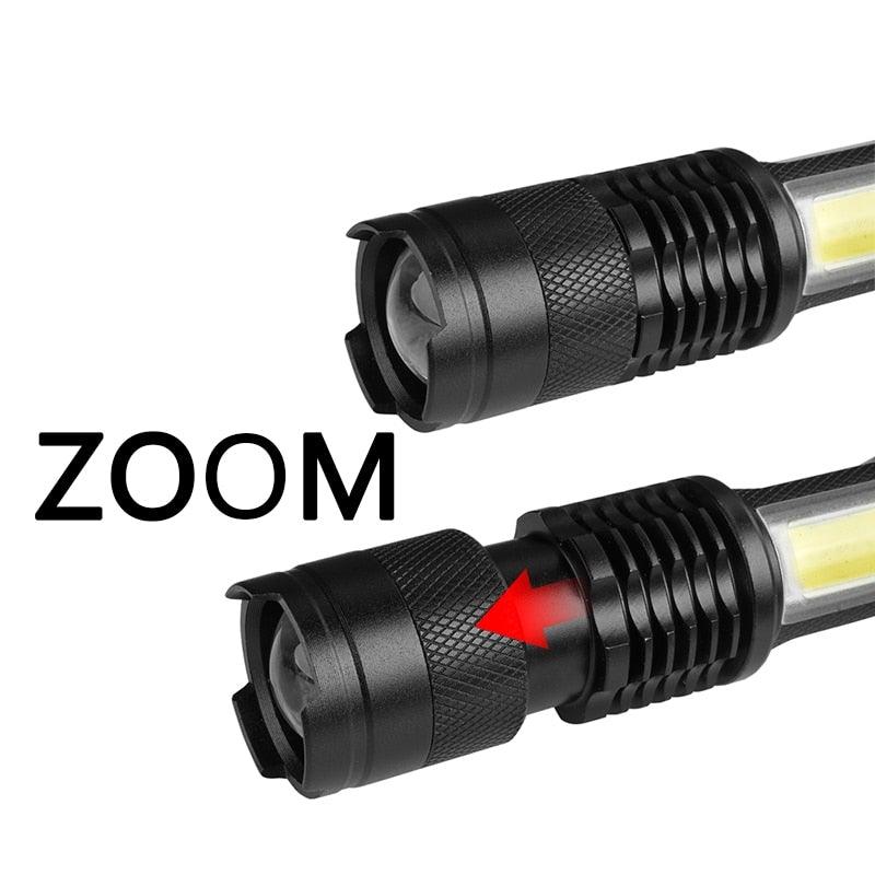 Built in battery XP-G Q5 Zoom Focus Mini led Flashlight Torch Lamp Lantern 2000 Lumen Adjustable Penlight Waterproof T6 light Focus IP65 Water-Resistant Portable for Indoor and Outdoor Camping Hiking