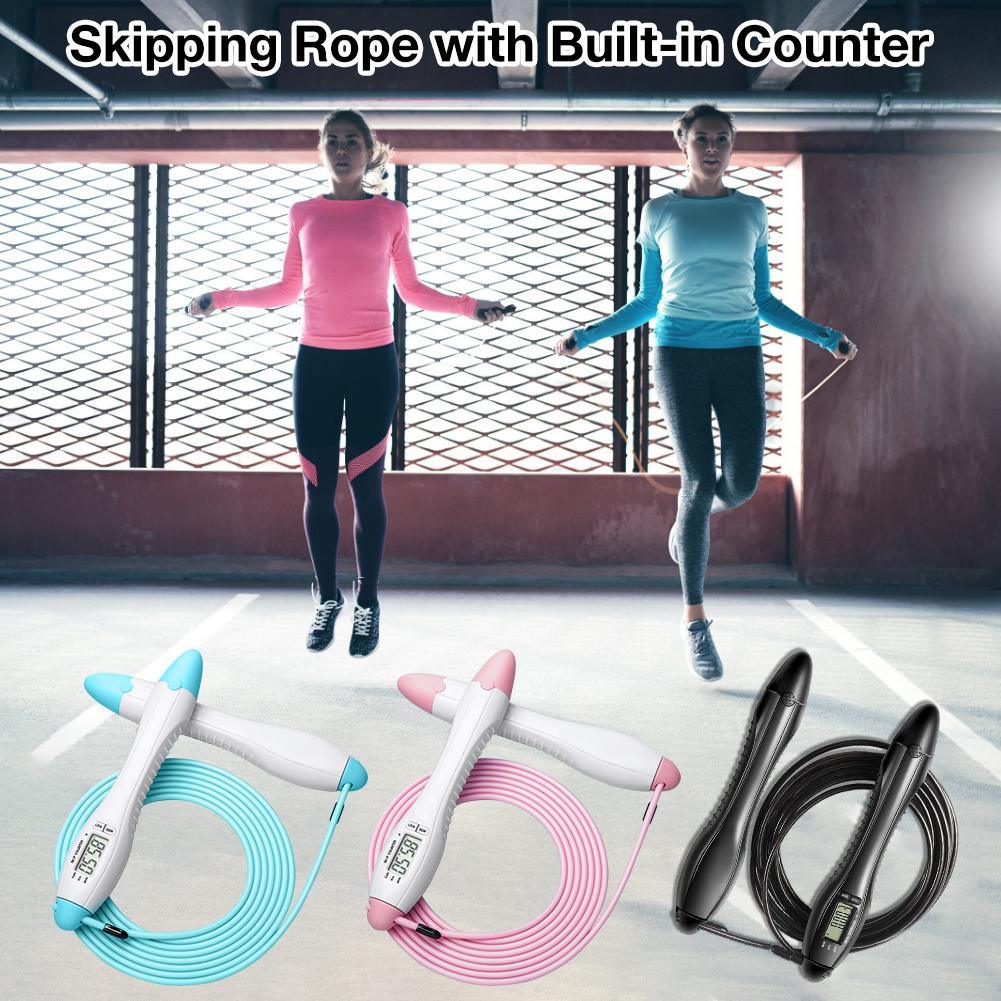 Built-in Rolling Pin Counter Jump Rope Skipping Rope Speed Rope For Boxing Jumping Training Lose Weight Fitness Digital Weight Calories Time Setting Skipping Rope With Counter For Indoor And Outdoor Exercise