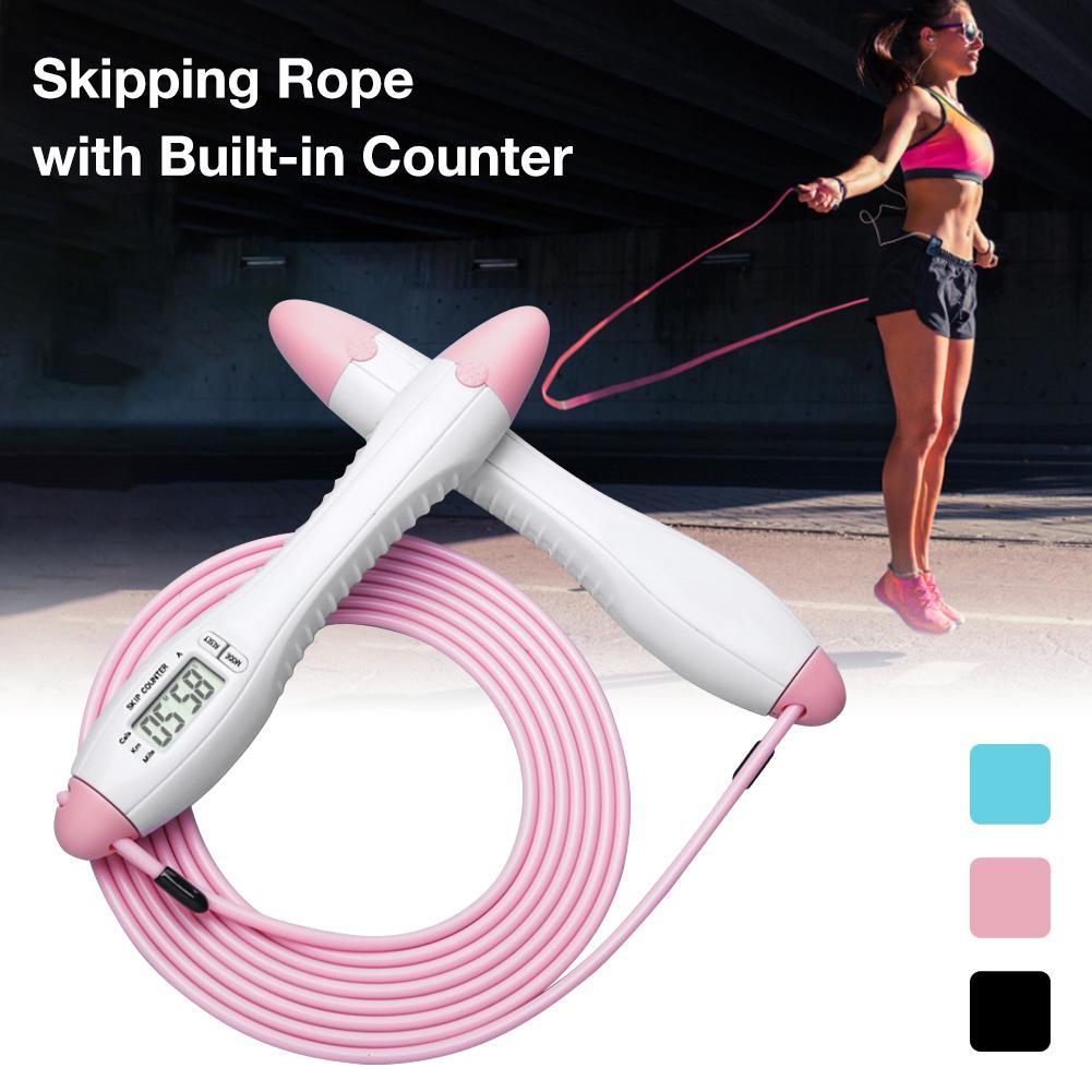 Built-in Rolling Pin Counter Jump Rope Skipping Rope Speed Rope For Boxing Jumping Training Lose Weight Fitness Digital Weight Calories Time Setting Skipping Rope With Counter For Indoor And Outdoor Exercise
