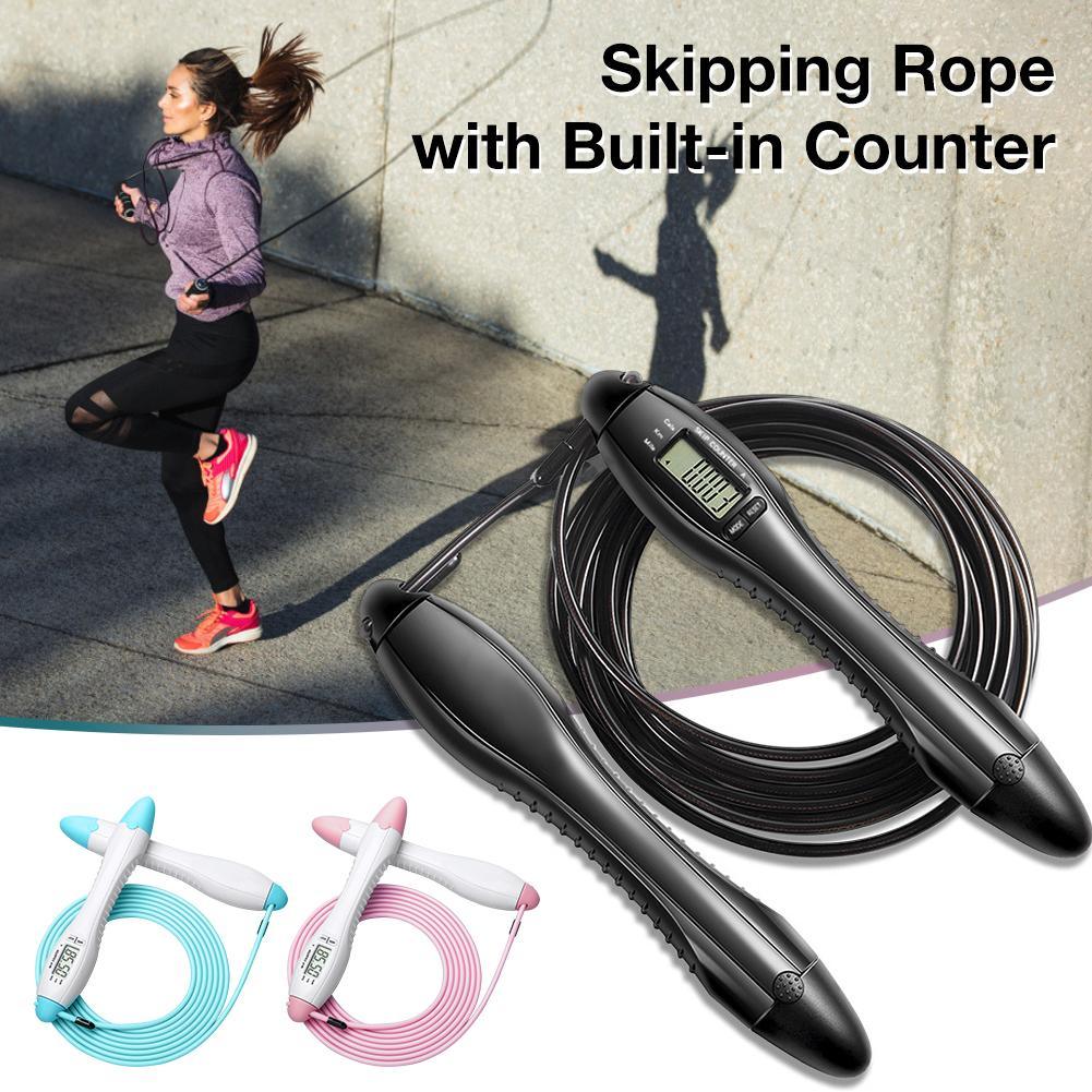 Built-in Rolling Pin Counter Jump Rope Skipping Rope Speed Rope For Boxing Jumping Training Lose Weight Fitness Digital Weight Calories Time Setting Skipping Rope With Counter For Indoor And Outdoor Exercise