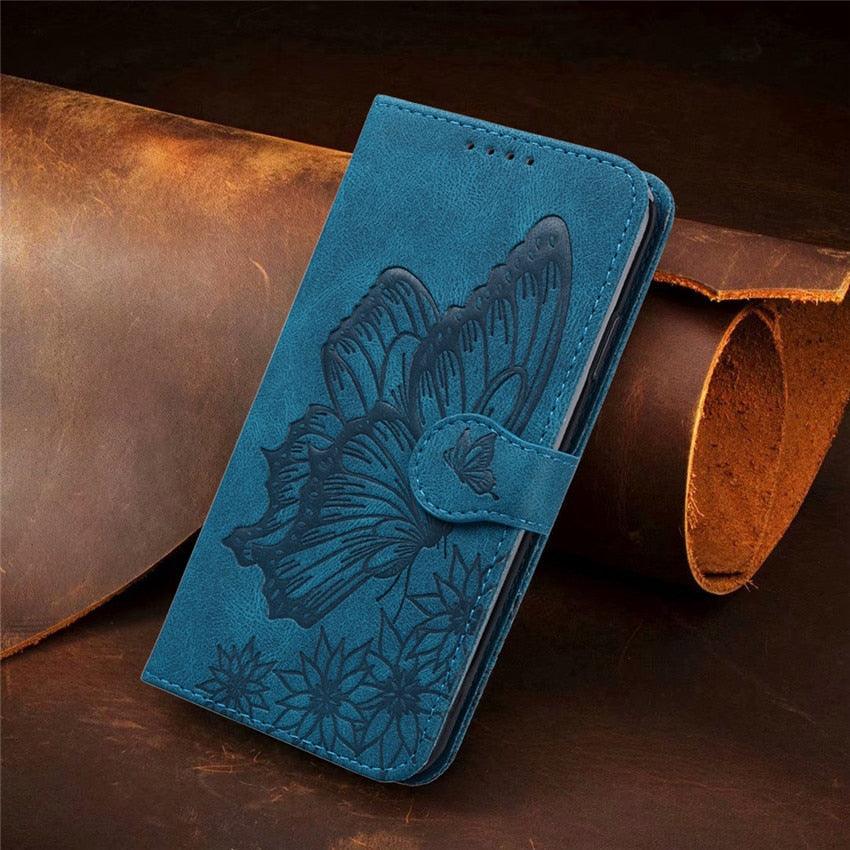 Butterfly Leather Flip Cover For iPhone 14 X XS XR 13 12 11 Pro Max 12 MINI Phone Wallet Case PU Leather Wallet Case Butterfly Flower Pattern Design Magnetic Flip Case Shockproof Protective Cover