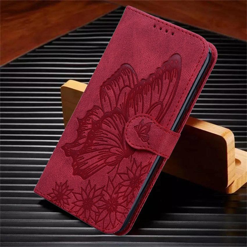 Butterfly Leather Flip Cover For iPhone 14 X XS XR 13 12 11 Pro Max 12 MINI Phone Wallet Case PU Leather Wallet Case Butterfly Flower Pattern Design Magnetic Flip Case Shockproof Protective Cover