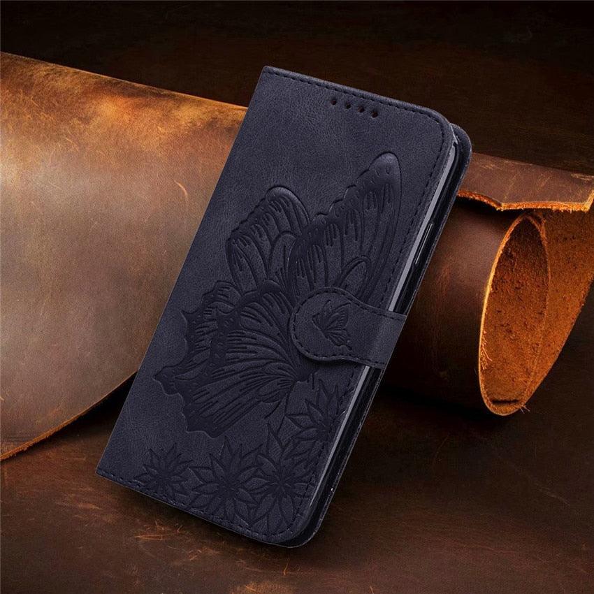 Butterfly Leather Flip Cover For iPhone 14 X XS XR 13 12 11 Pro Max 12 MINI Phone Wallet Case PU Leather Wallet Case Butterfly Flower Pattern Design Magnetic Flip Case Shockproof Protective Cover