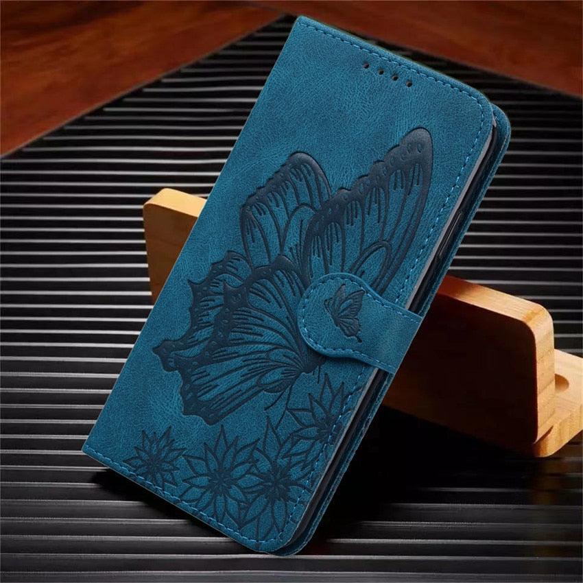 Butterfly Leather Flip Cover For iPhone 14 X XS XR 13 12 11 Pro Max 12 MINI Phone Wallet Case PU Leather Wallet Case Butterfly Flower Pattern Design Magnetic Flip Case Shockproof Protective Cover