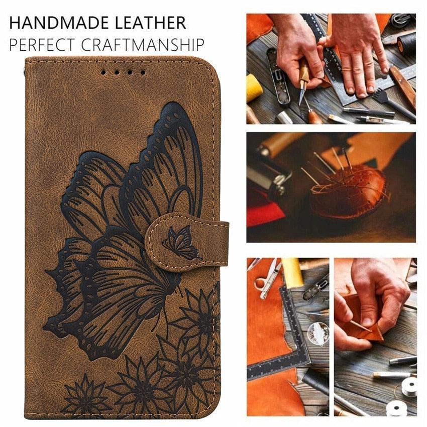 Butterfly Leather Flip Cover For iPhone 14 X XS XR 13 12 11 Pro Max 12 MINI Phone Wallet Case PU Leather Wallet Case Butterfly Flower Pattern Design Magnetic Flip Case Shockproof Protective Cover