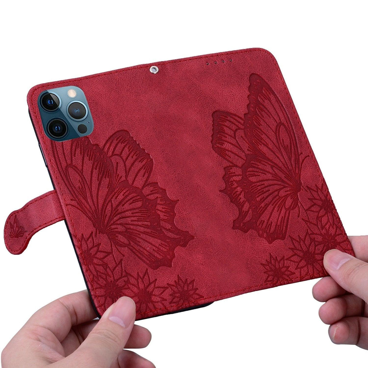Butterfly Leather Flip Cover For iPhone 14 X XS XR 13 12 11 Pro Max 12 MINI Phone Wallet Case PU Leather Wallet Case Butterfly Flower Pattern Design Magnetic Flip Case Shockproof Protective Cover