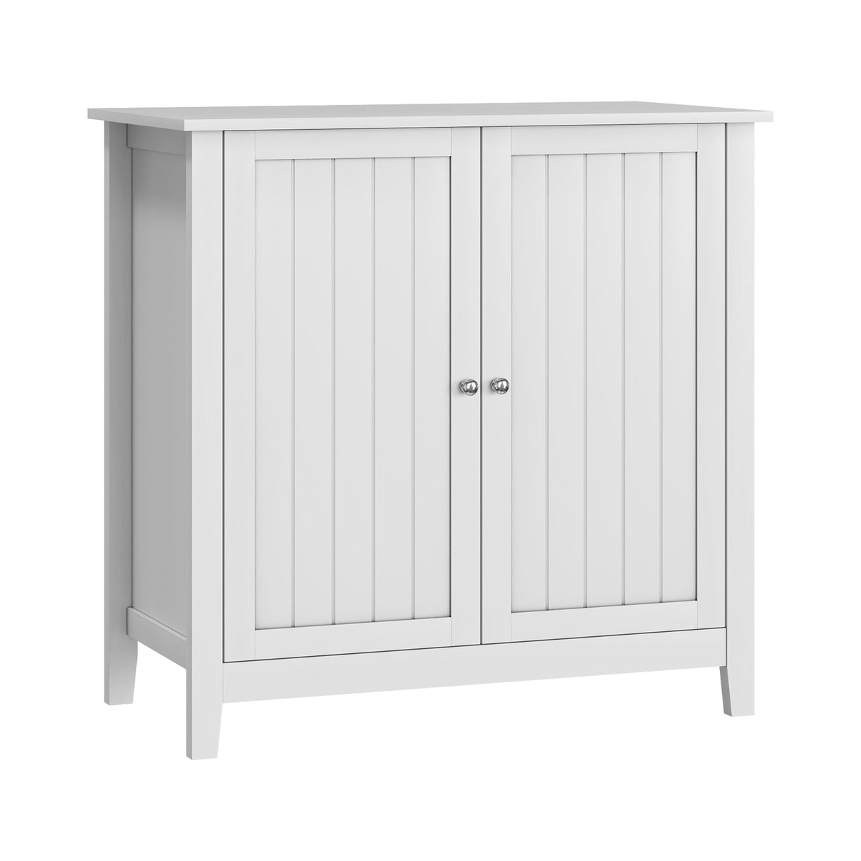 Double Door Storage Cabinet With Knobs - White
