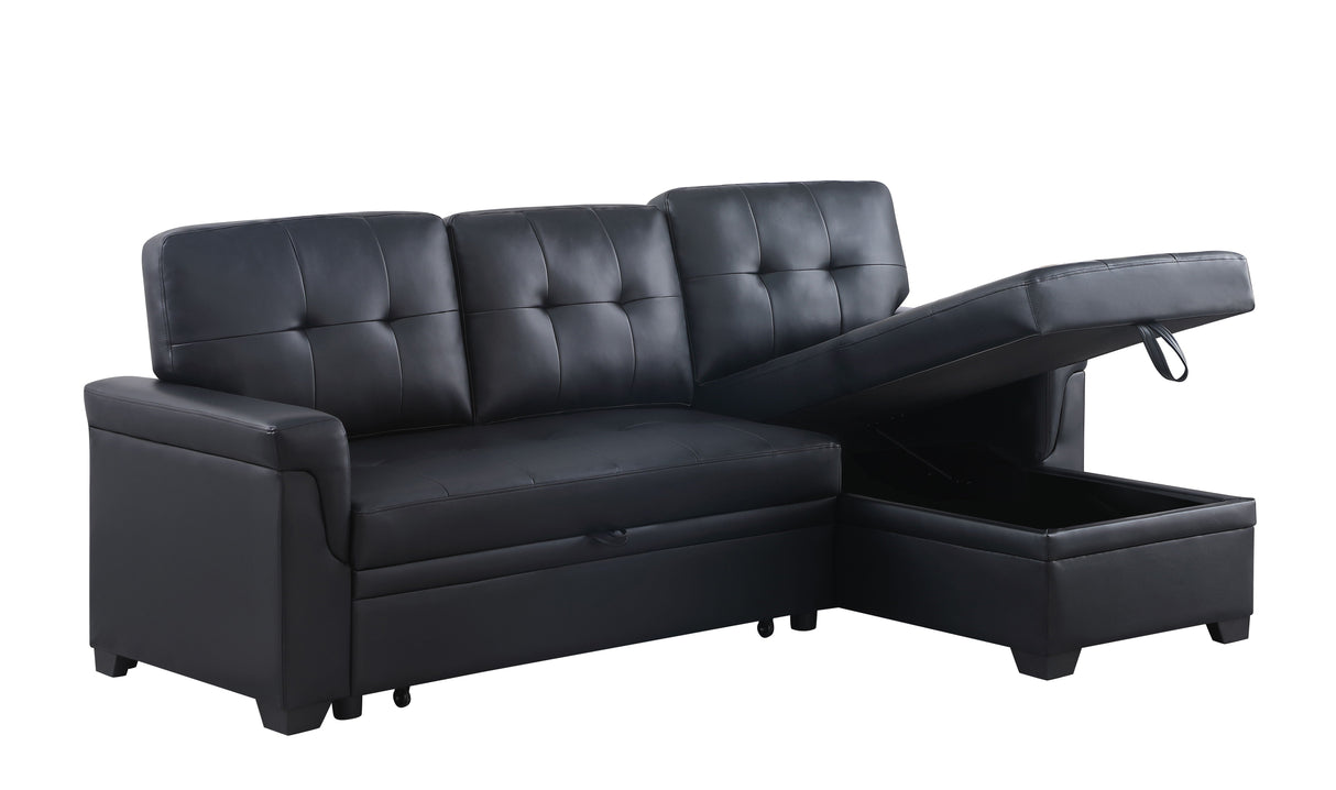Lexi - Vegan Leather Modern Reversible Sleeper Sectional Sofa With Storage Chaise by Couch.com