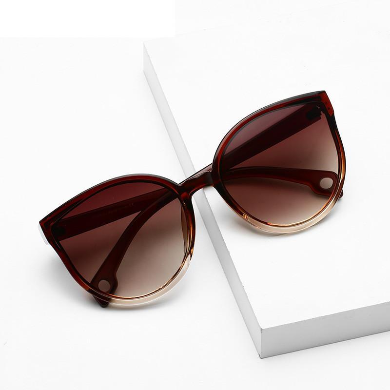 Luxury Modern Elegant Lady Sunglasses WIth Cat Eye Women Eyewear Plastic Frame Clear Lens With UV400 Protection