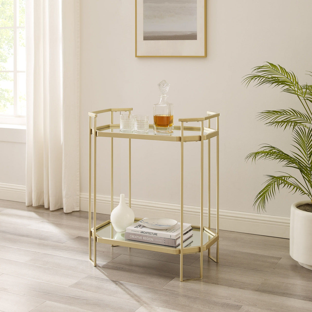 Modern Glam Mirror Top Accent Table - Pale Gold by Couch.com