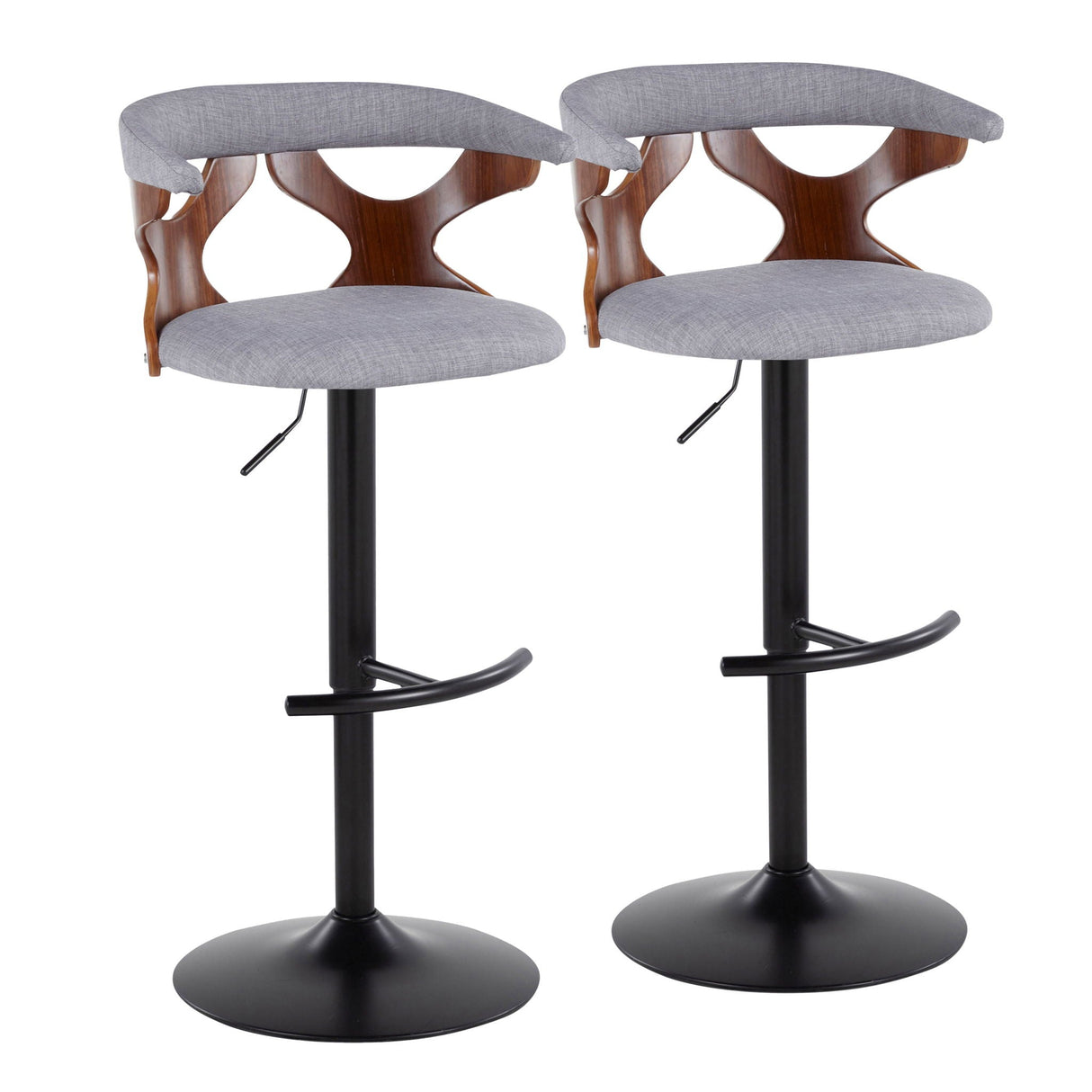 Gardenia - Contemporary Adjustable Barstool, Swivel With Rounded T Footrest (Set of 2) by Couch.com