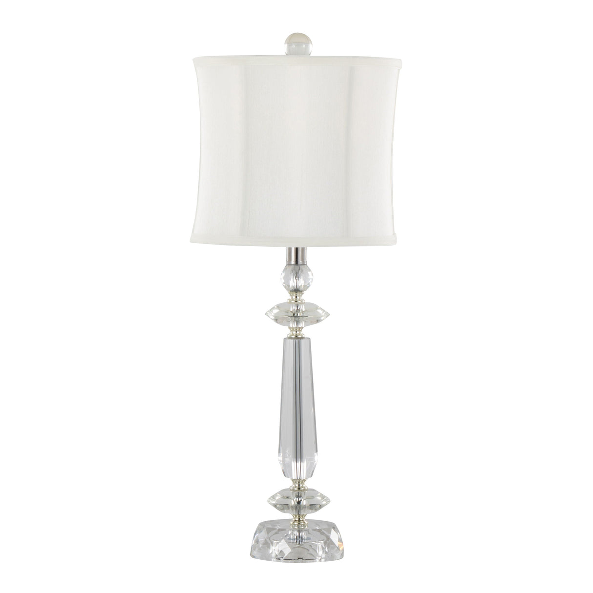 Karat - Contemporary Crystal Table Lamp (Set of 2) - Clear Crystal / Chrome / White Softback by Couch.com