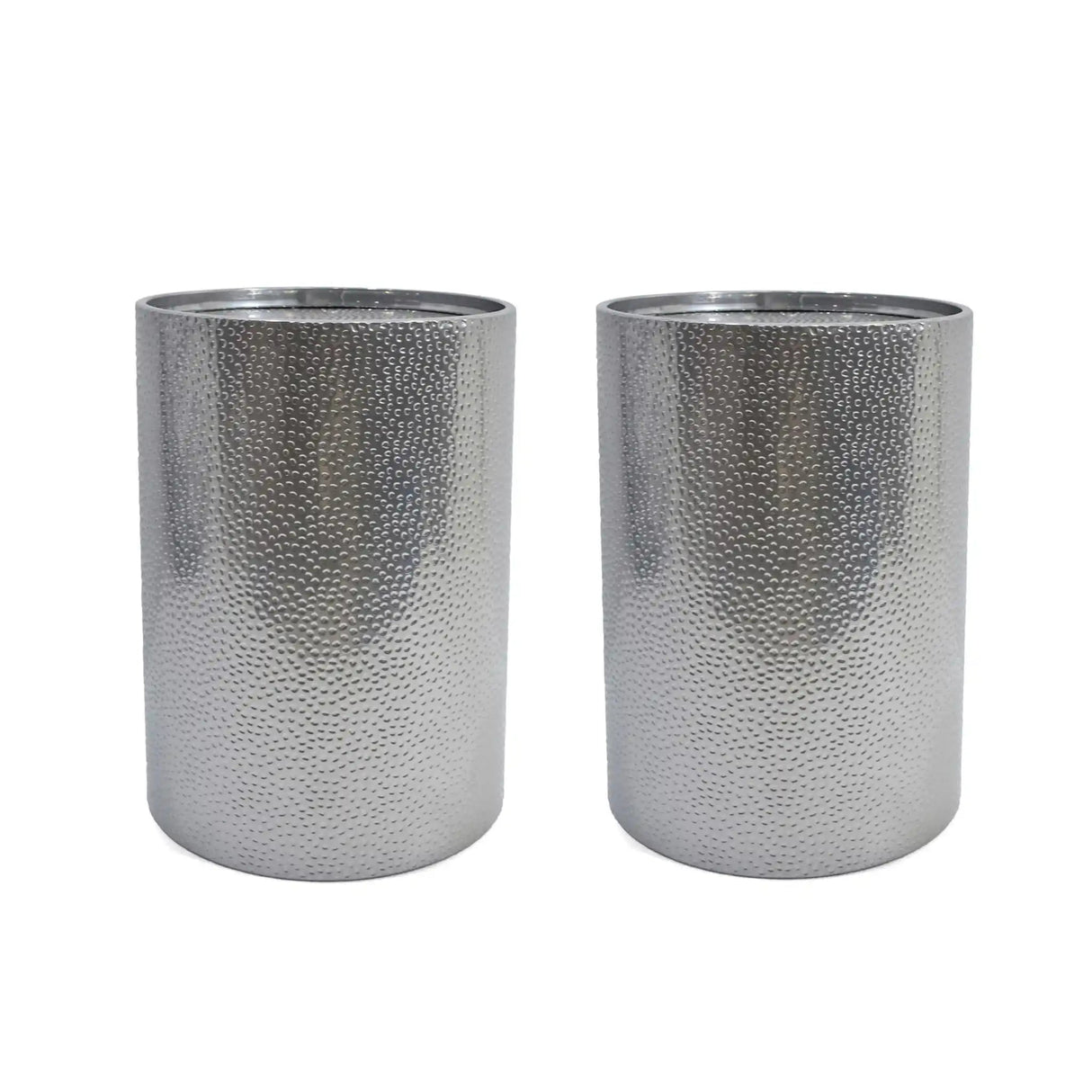 Modern Round Accent Table With Hammered Surface