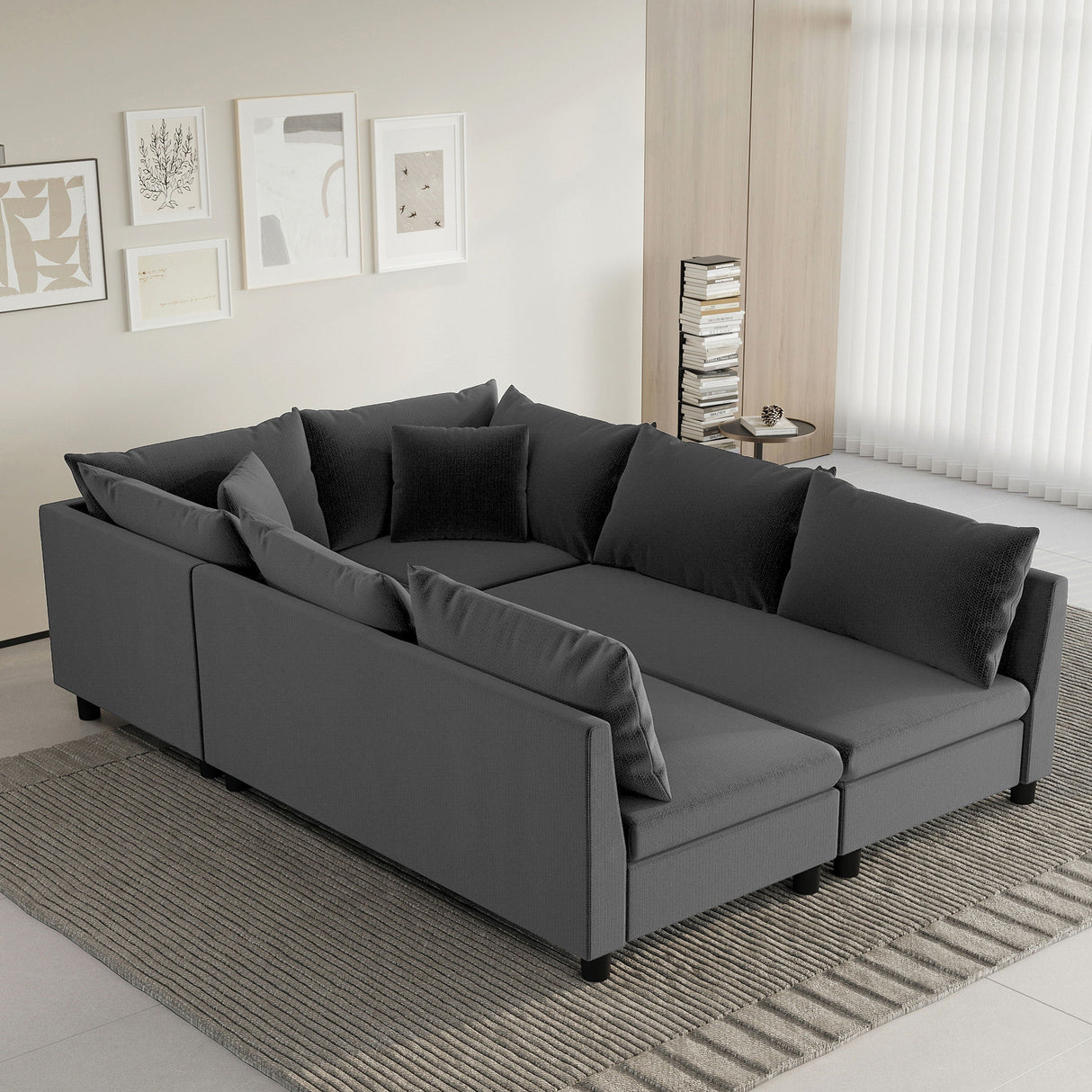 Modular Sectional Bed Couch Set With Pillows Free Combination, Minimalist Style Oversized 6 Seat Convertible Sofa by Couch.com