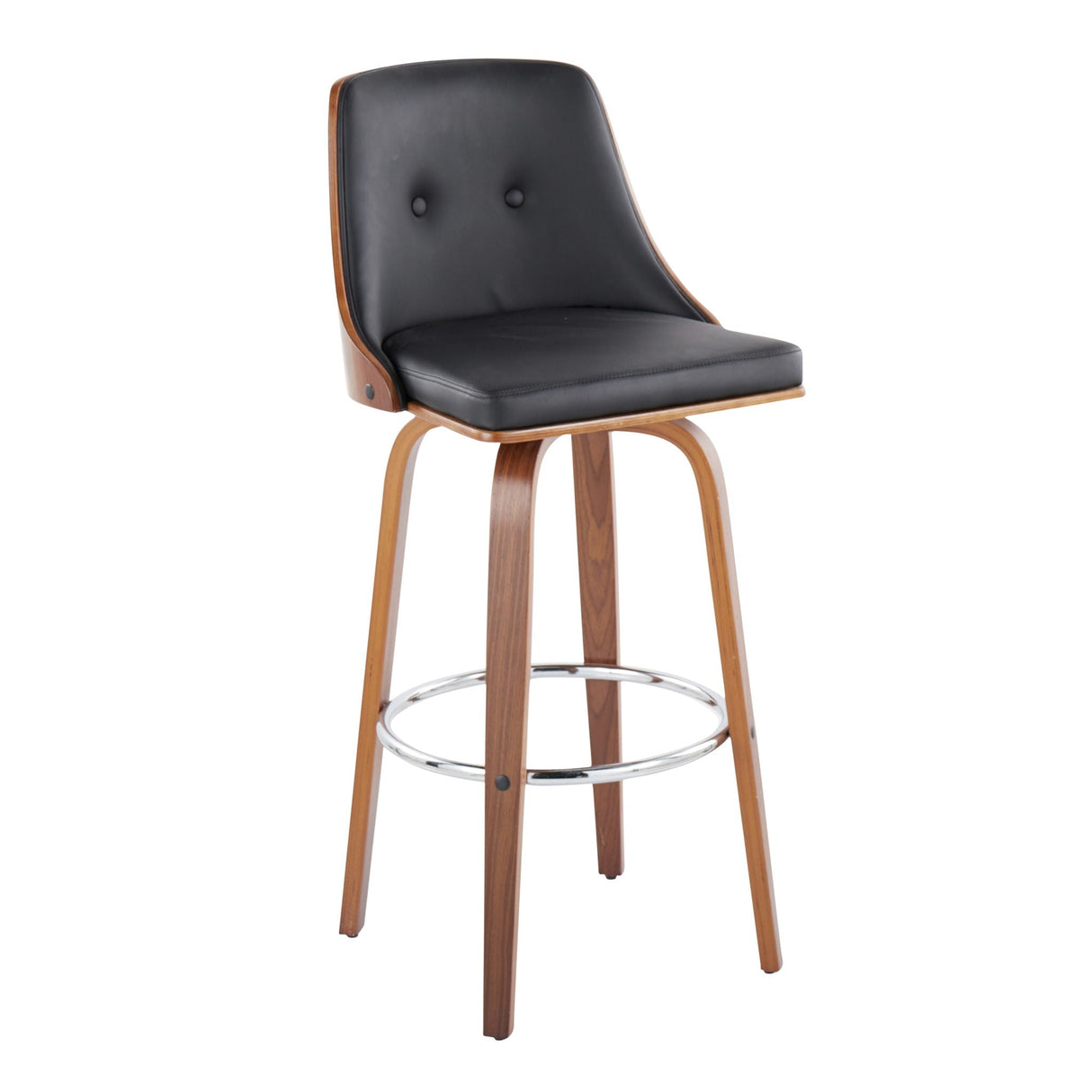 Gianna - Mid Century Modern Fixed Height Barstool With Swivel With Round Footrest (Set of 2) by Couch.com
