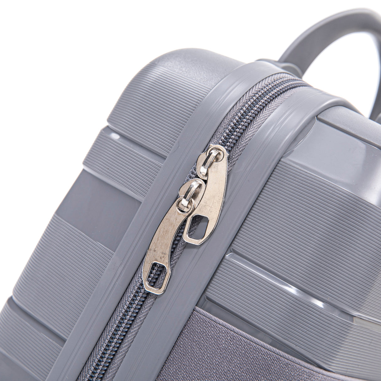 4-Piece PP Spinner Wheel Luggage Set with Cosmetic Case, Light Gray