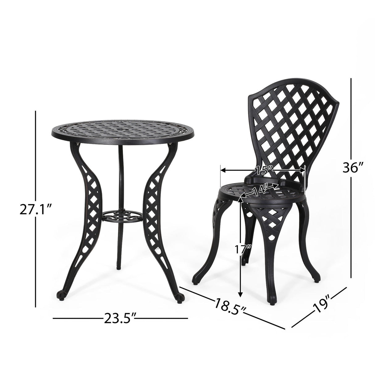 Bono Metal Bistro Set - Black by Couch.com