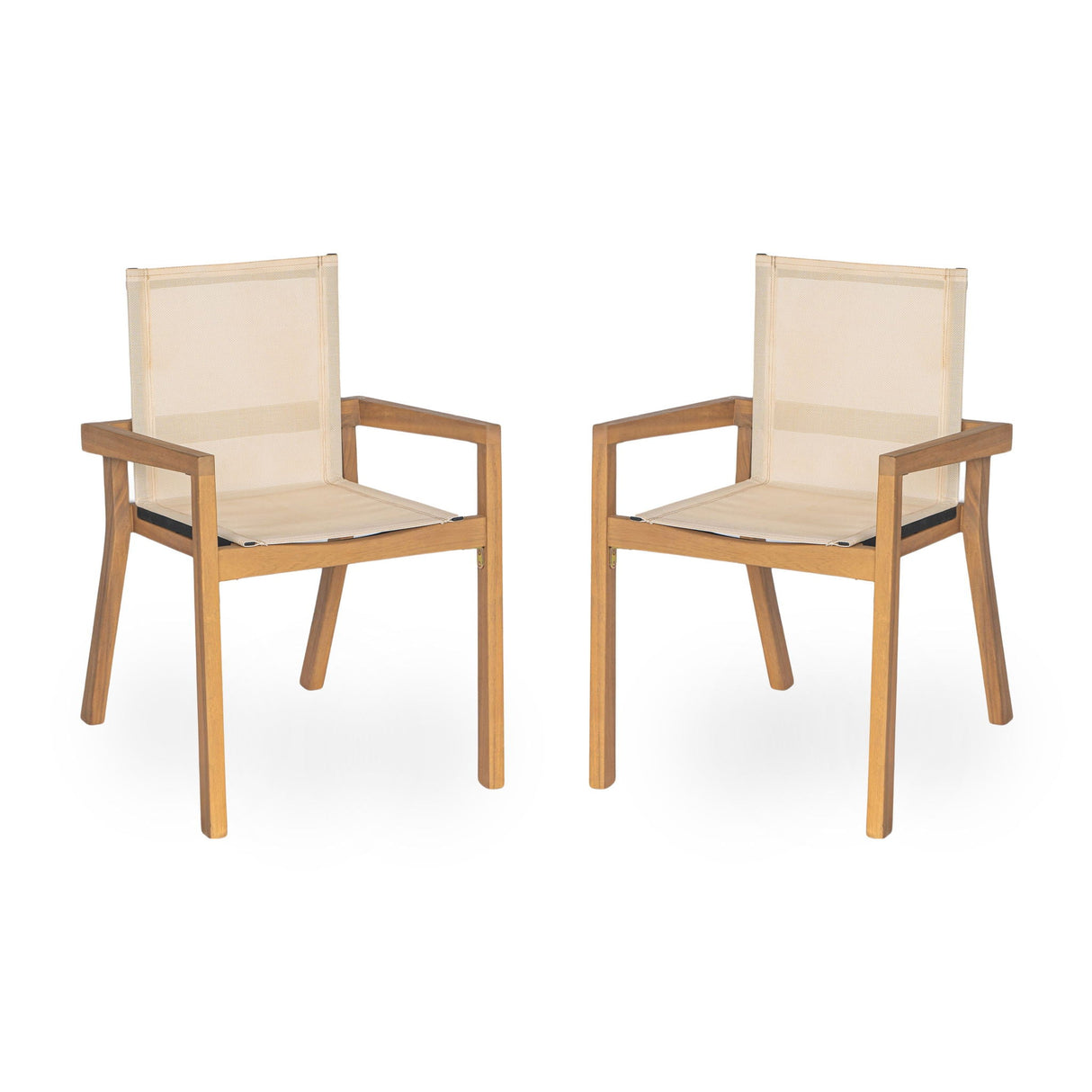 Belfast Dining Chair with Acacia Wood Frame and Mesh Seating (Set of 2)