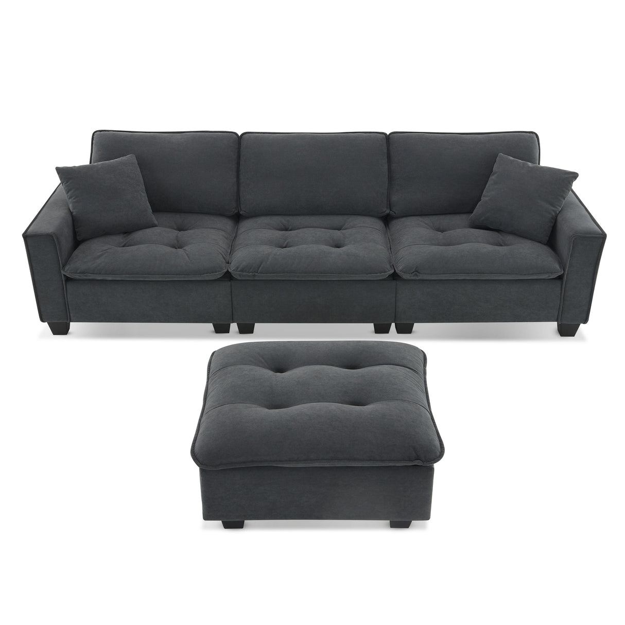 Modern Convertible Sectional L Shaped Reversible Couch Set With Free Pillows 4 Seat Suede Sleeper Sofa With Ottoman by Couch.com