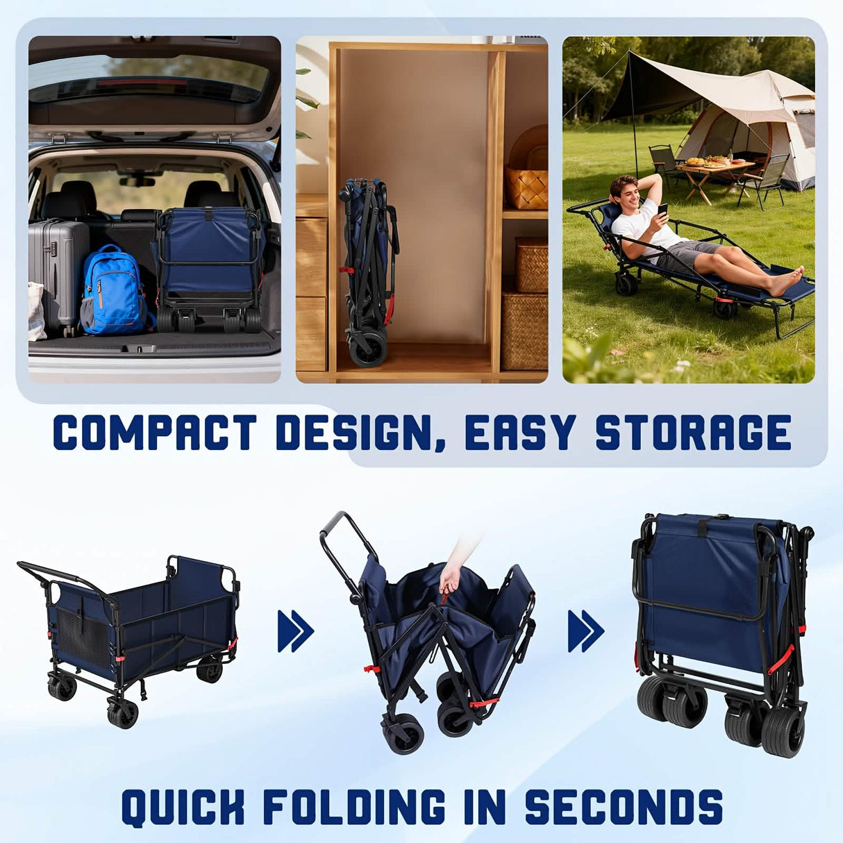 2-in-1 Folding Wagon Cart Chair 650LBS Capacity