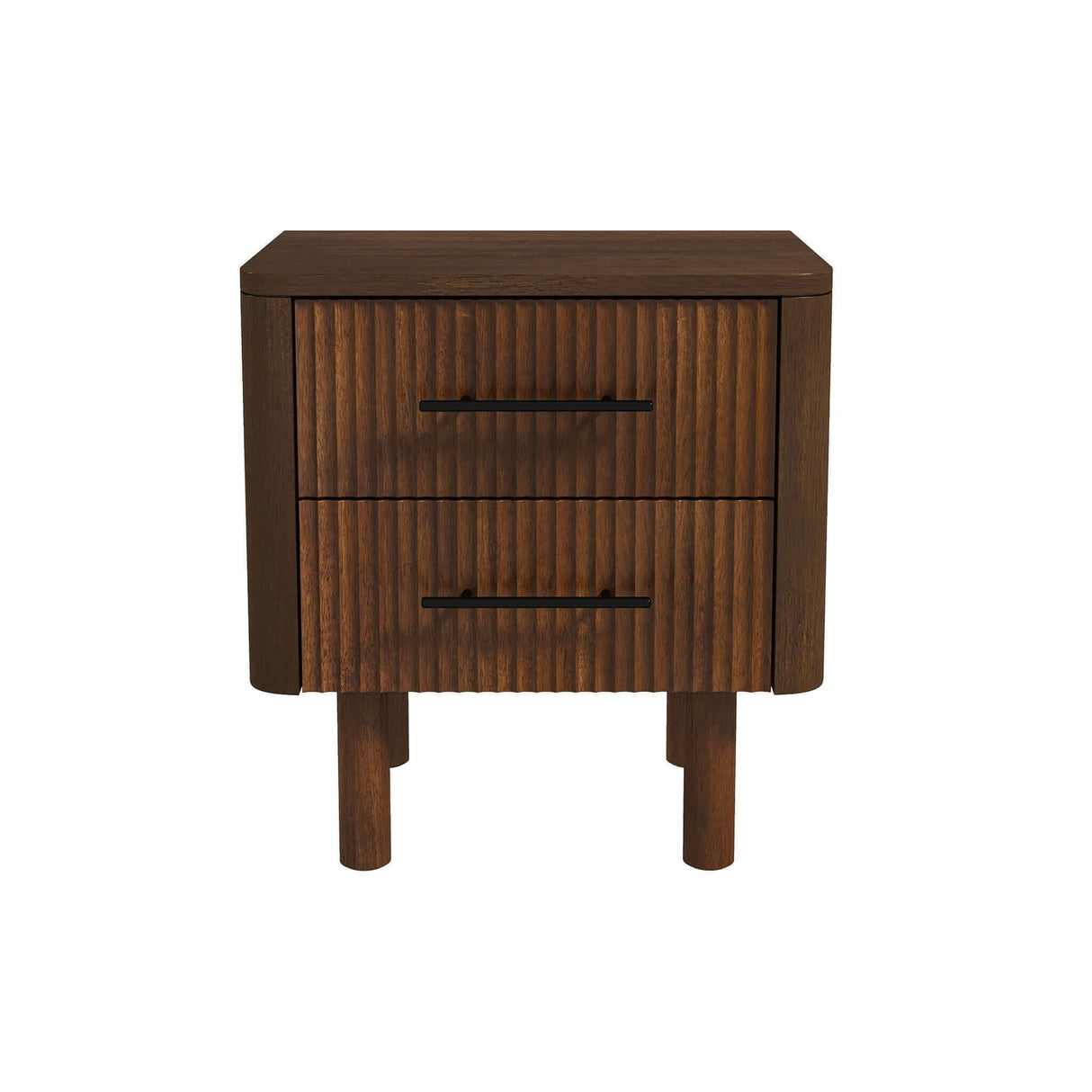 Logan - Mid-Century Modern Nightsd Bed Side Tables With 2 Drawers - Brown by Couch.com