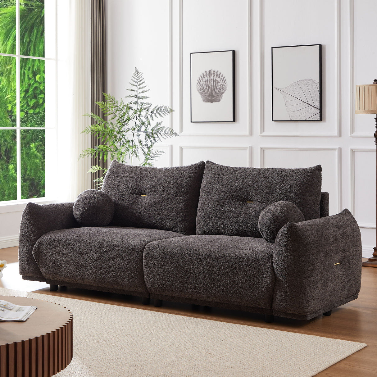2 Seater Cushion Sofa With 2 Cushions And 2 Ball Pillows by Couch.com