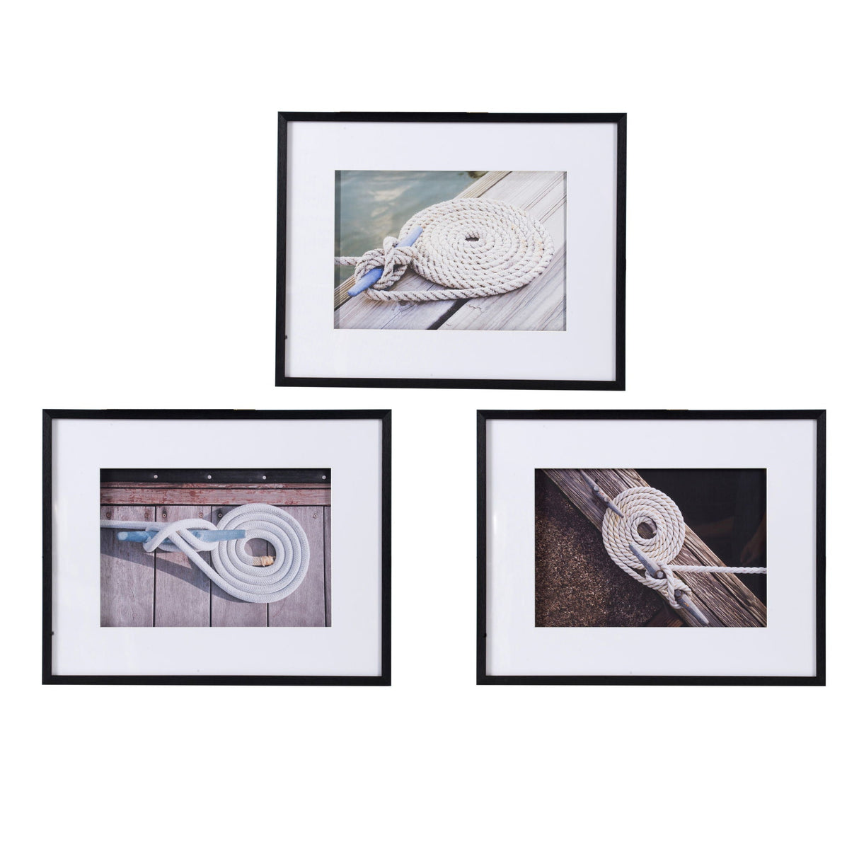 Rope Wall Art With Frame, Wall Decor For Living Room (Set of 3) - White / Black by Couch.com