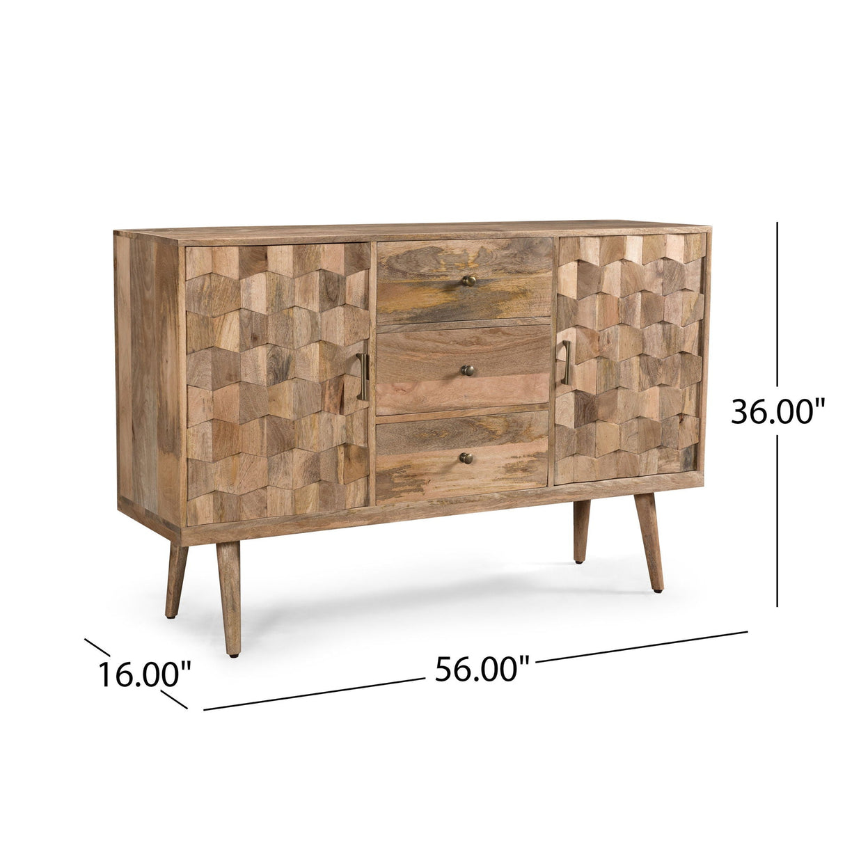 3 Drawer Sideboard With 2 Doors (KD Legs) - Natural by Couch.com