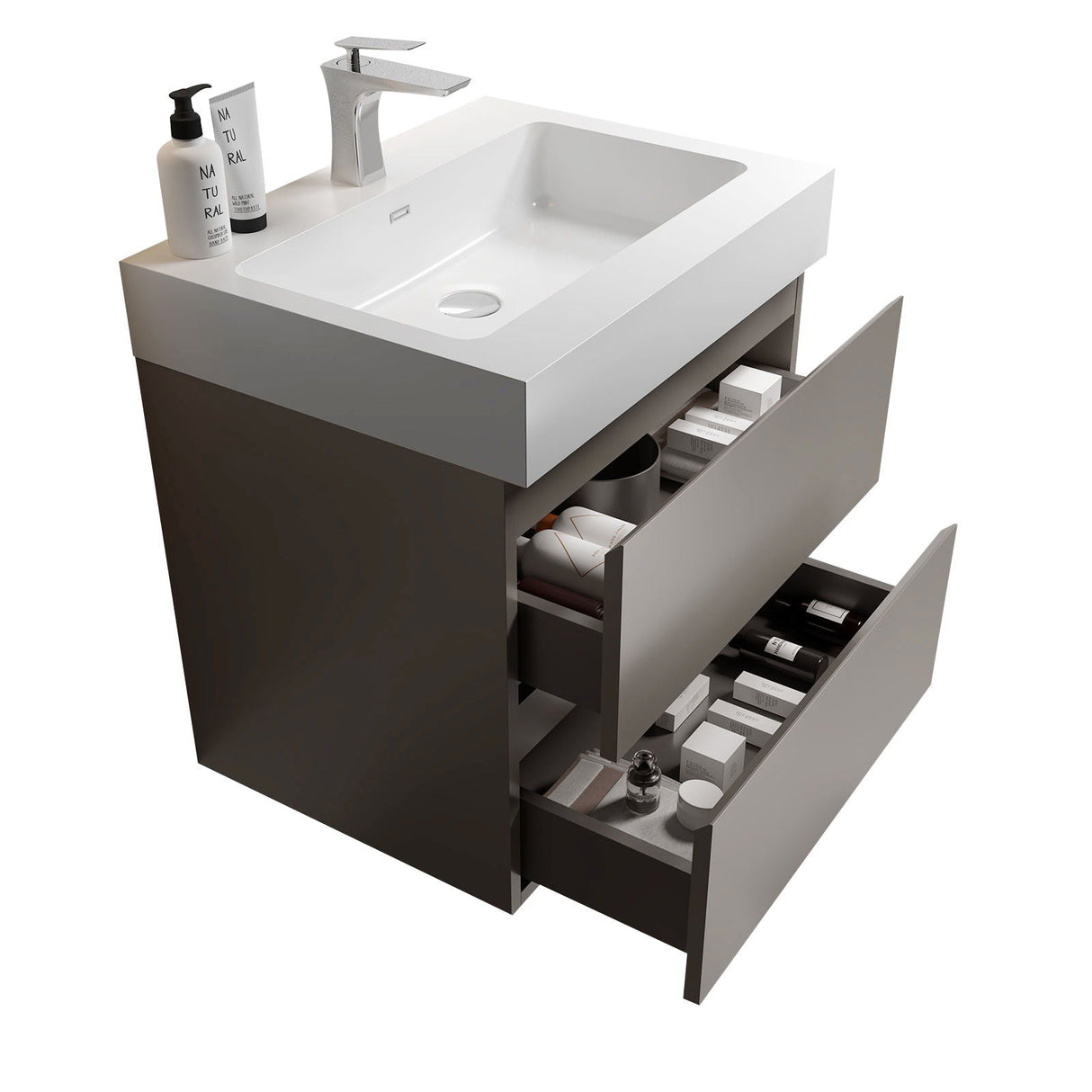 Alice - Bathroom Vanity With Sink, Large Storage Wall Mounted Floating Bathroom Vanity For Modern Bathroom, One-Piece Sink Basin Without Drain And Faucet by Couch.com