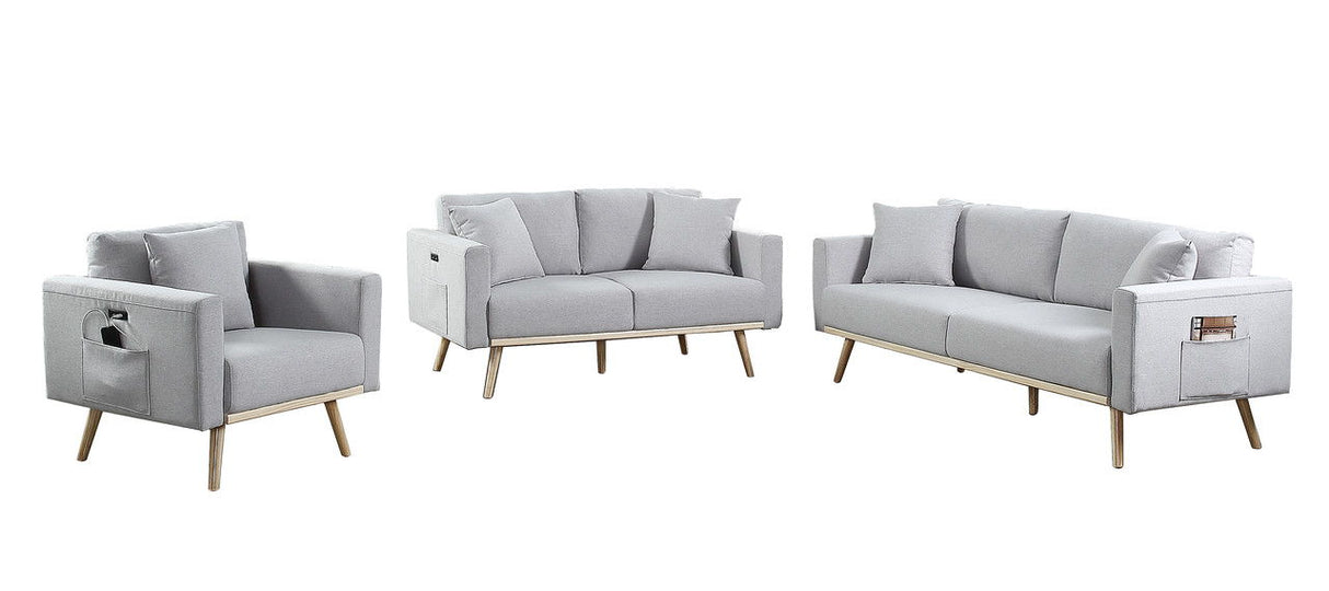 Easton - Linen Fabric Living Room Set With USB Charging Ports Pockets And Pillows (Set of 2) by Couch.com