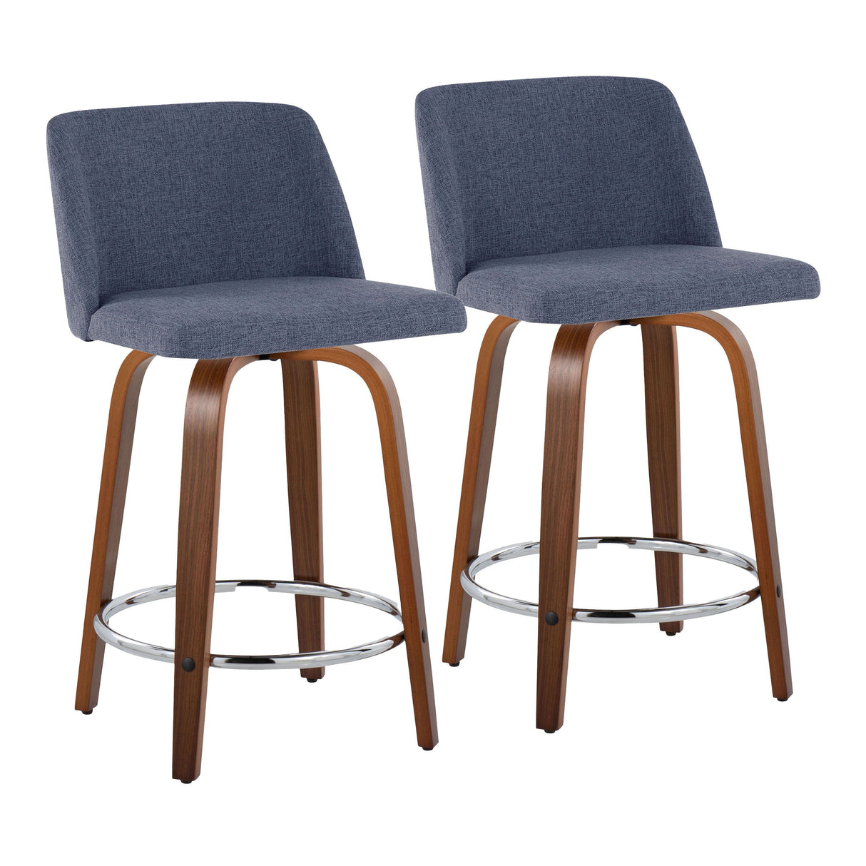 Toriano - Mid Century Modern Fixed Height Counter Stool With Swivel With Round Footrest (Set of 2) by Couch.com