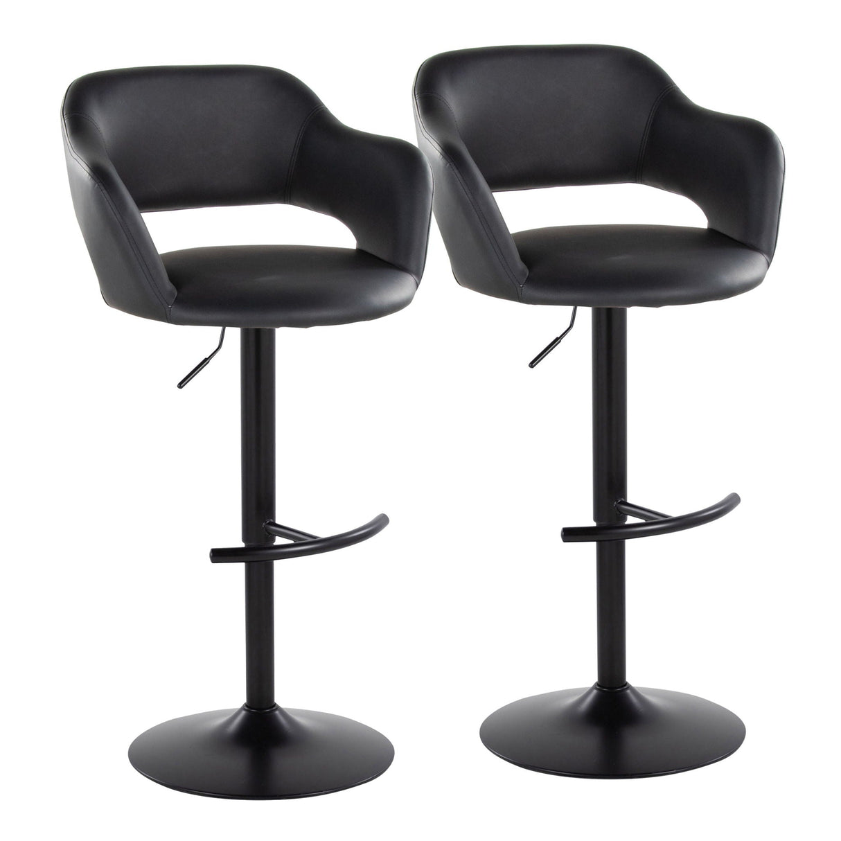 Margarite - Contemporary Adjustable Barstool With Swivel With Rounded T Footrest (Set of 2) by Couch.com