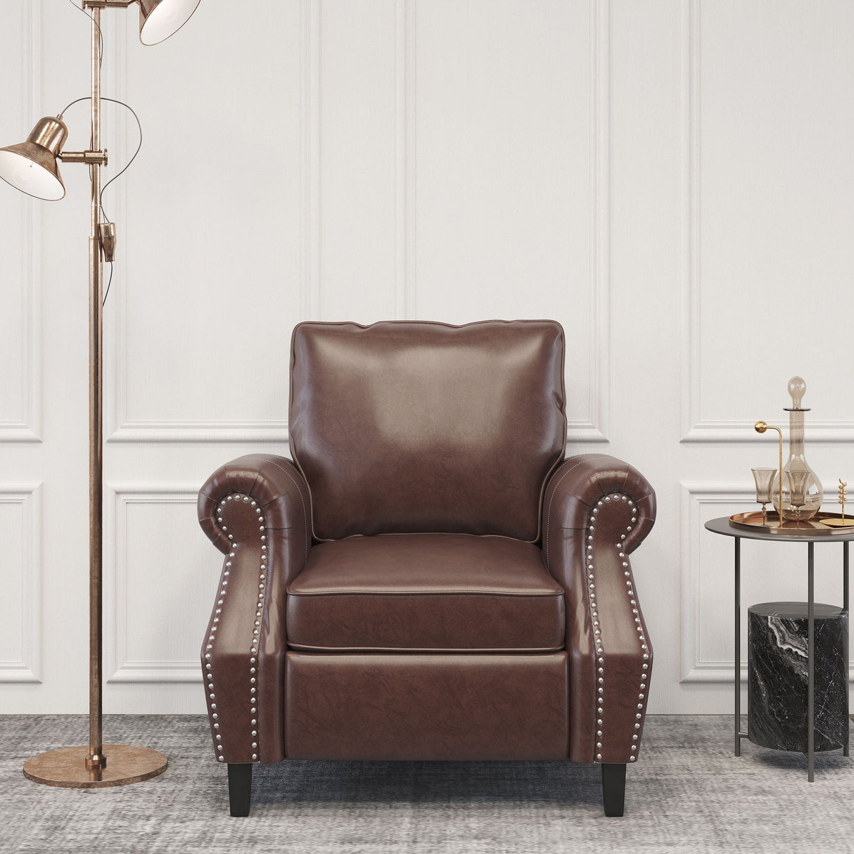 Contemporary Club Chair With Nailhead Trim And Rolled Armrests by Couch.com