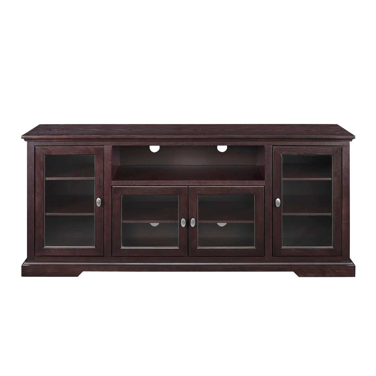 Transitional Classic 70" TV Stand For 80" TVs With 4 Glass Doors by Couch.com