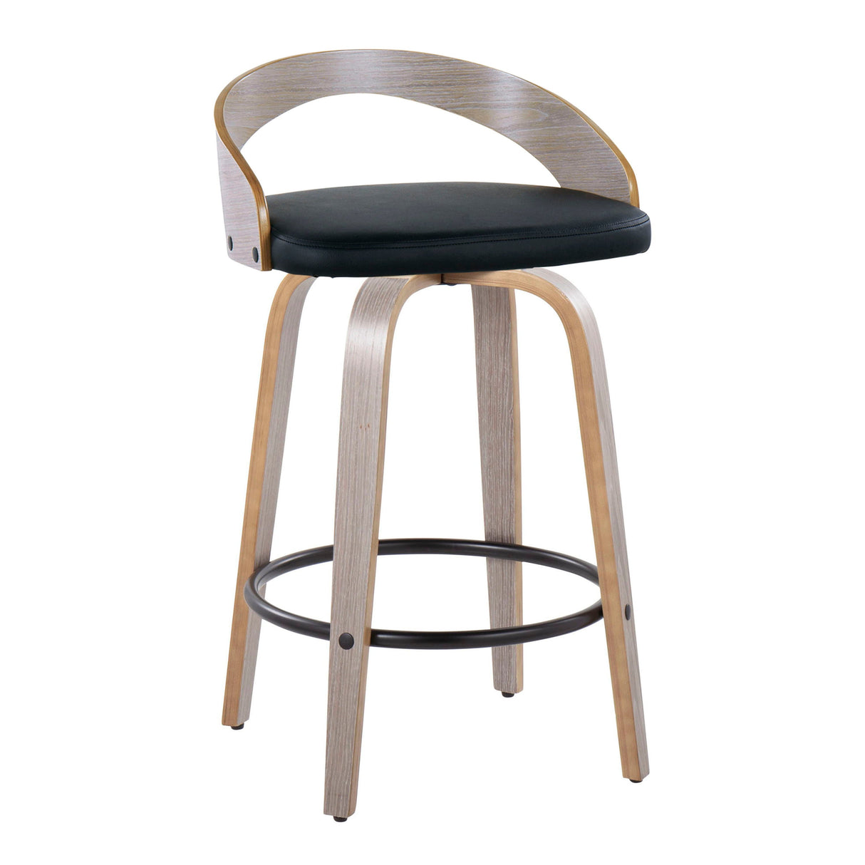 Grotto - Mid Century Modern Fixed Height Counter Stool With Swivel With Round Footrest (Set of 2) by Couch.com