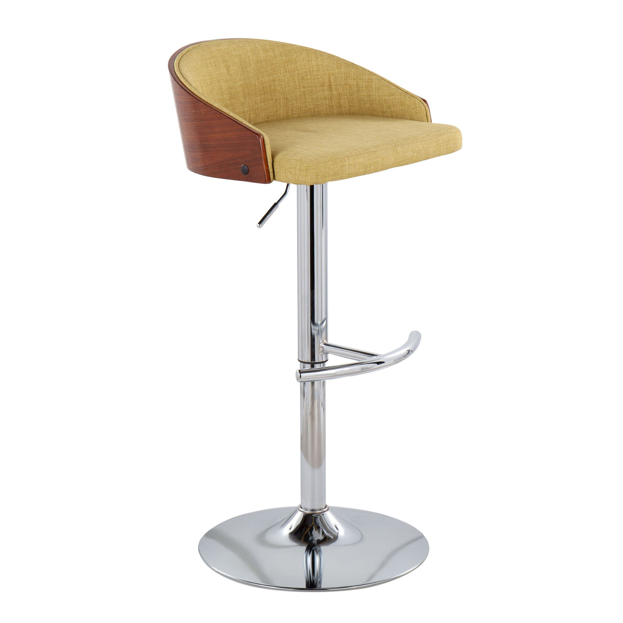 Shiraz - Mid-Century Modern Adjustable Barstool With Swivel (Set of 2) - Walnut / Green by Couch.com